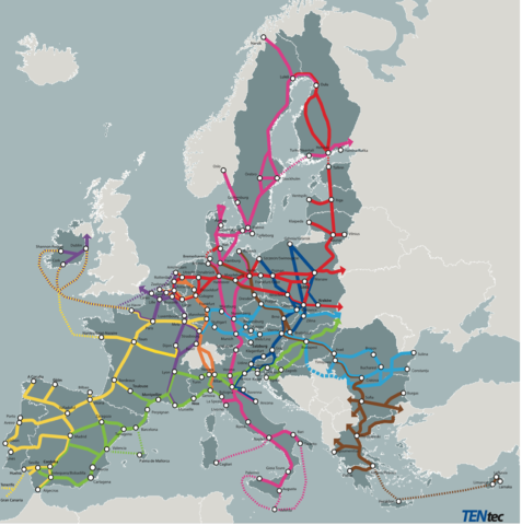 Map of Trans-European Transport Network