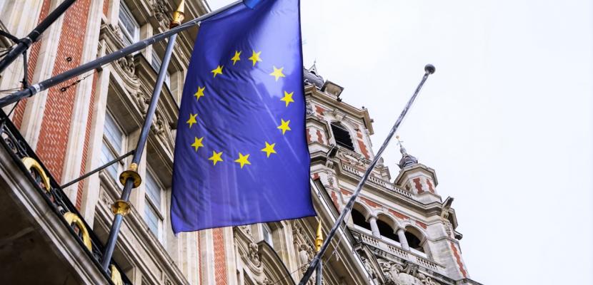 European flag hanged at Lille's chamber of commerce 