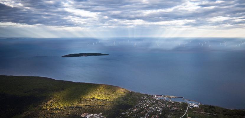 Photo montage of the future offshore wind farm Blekinge Offshore