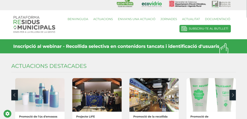 The image shows the webpage "Plataforma Residus Municipals".