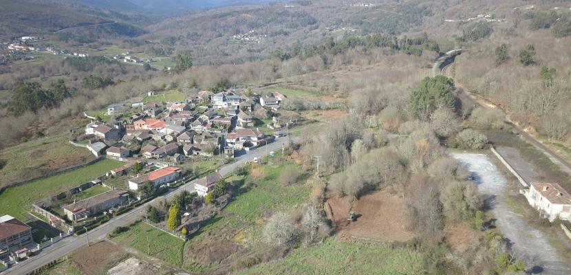 Aerial view of the Penedo Model Village, in Ourense, with the performance area