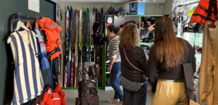 Leisure library People browsing the sport equipment that can be borrowed in the leisure library