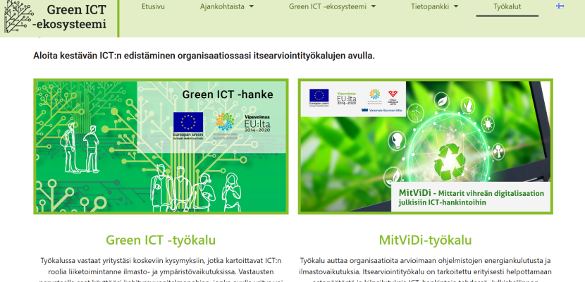 Main page of Green ICT platform
