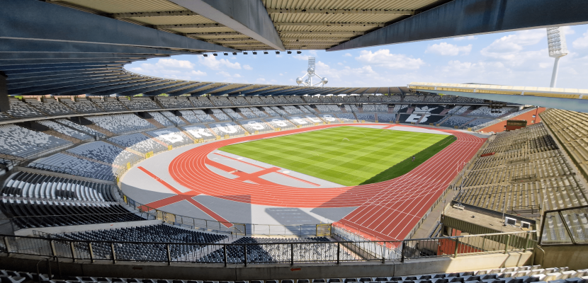 King Baudouin Stadium An empty King Baudouin Stadium with the Atomium in the background
