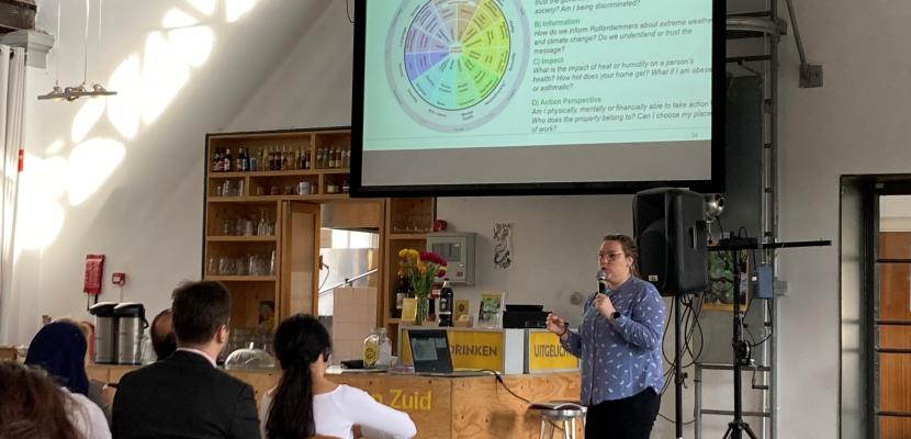 CJR member giving presentation about the Climate Justice Wheel