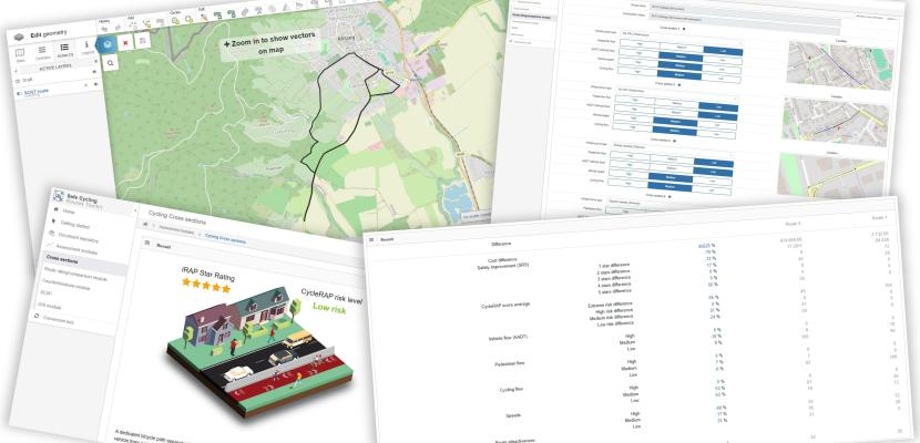 Safe Cycling Routes Toolkit Screenshots from the Safe Cycling Routes Toolkit online decision-making support platform