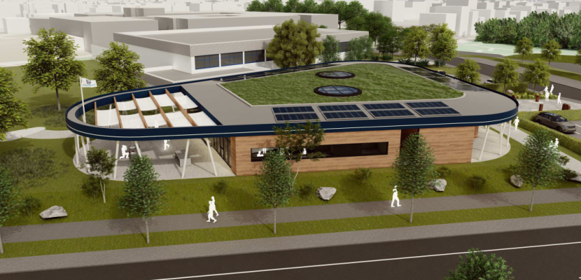 Sustainable and circular planning scheme of a STEM Education Centre The picture shows the sustainable and circularly planned building of the new STEM Education Center in County Bergstrasse, Germany. It is the first construction project in the district to test the developed good practice award criteria.