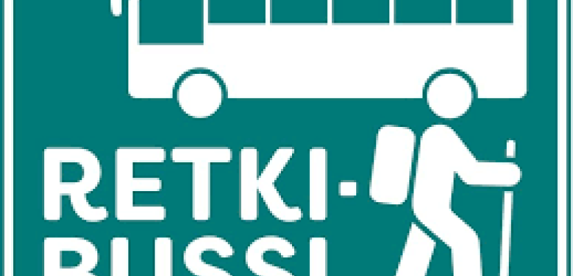 Adventure bus stop A sign of a bus stop with a text "retkibussi" (Adventure bus)