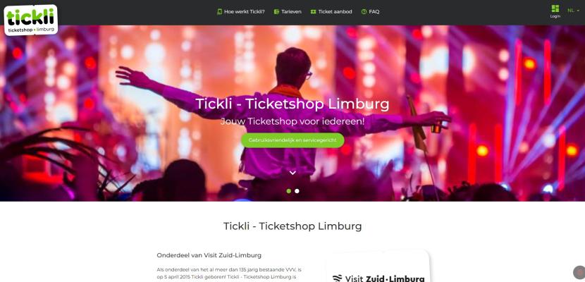 Homepage website Tickli.nl Image of the homepage website Tickli.nl