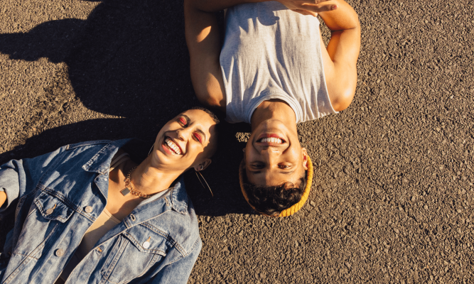 Smiling young people.