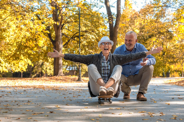 Elder people active playing in the park