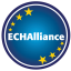 A blue ball with the word ECHAlliance in white, and eight yellow stars