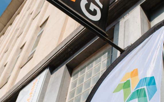 Europecooperates frontage with a wild gallery sign and an Interreg Europe logo
