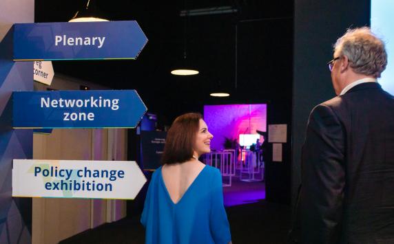 People walking in the Europecooperates' forum