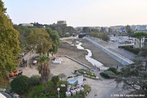 Renaturation works of a River in a city Renaturation works of a River in a city