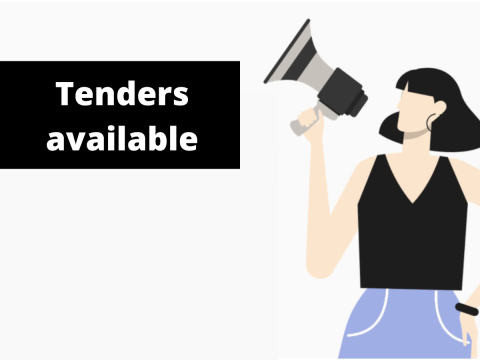 Animated drawing of woman holding microphone announcing tenders Animated drawing of woman holding microphone announcing tenders