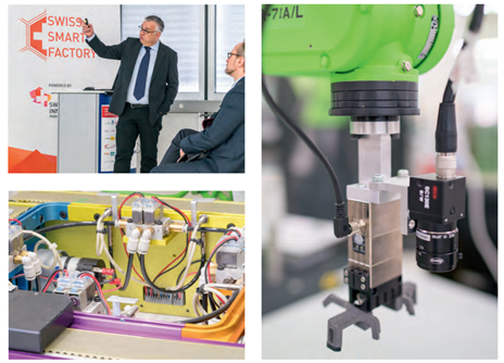 Collage of pictures inside a smart factory and man explaining Collage of pictures inside a smart factory and man explaining