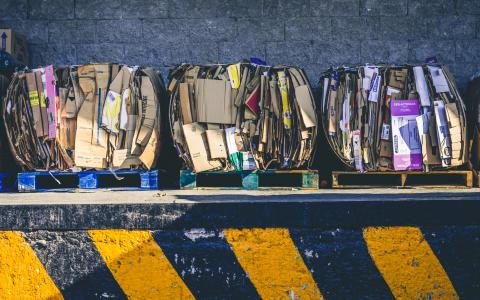 Recyling bins in a street