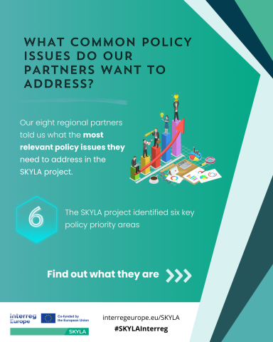 An infographic in turquoise asking about which common policy issues want to address