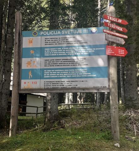 study visit I see a billboard in a forest