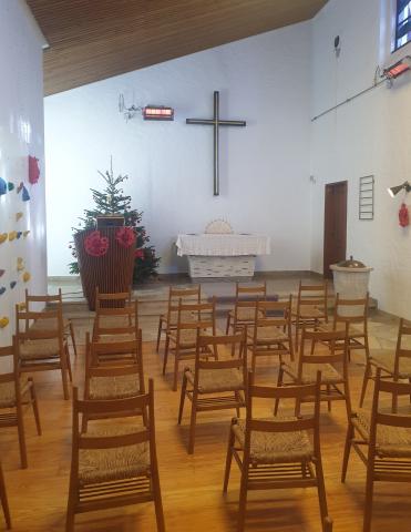 the interior of the church with variable seating