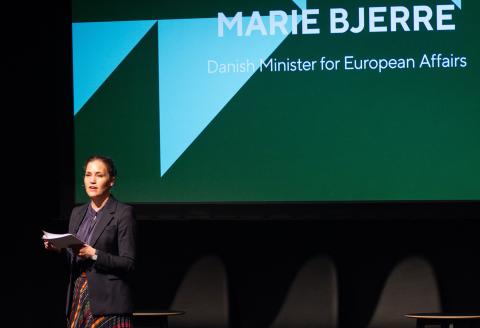 Marie Bjerre, Danish Minister of European Affairs, Danish Minister for European Affairs, Marie Bjerre, is giving a presentation on the 2024 edition of Net Zero Pathways