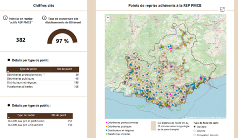 Internet site for tracking the deployment of collection facilities approved by the eco-organisations in the Extended Producer Responsibility for building products and materials sector 