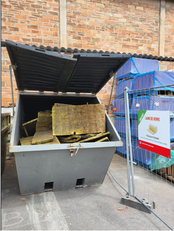 Mineral wool collection skip