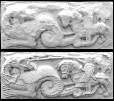 digital 3D models of the bas-relief of saint george and the dragon