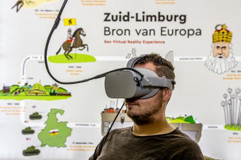 VR-film 'The source of Europe' A person watching the VR-film - The source of Europe'