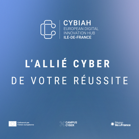 CYBIAH logo White text on a blue backgrouund about cybersecurity