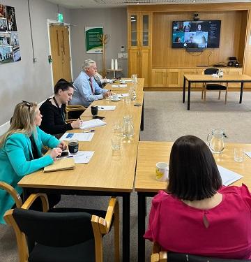 Carlow County stakeholders prepare for upcoming Interregional Exchange visit Meeting attendees at a table and online