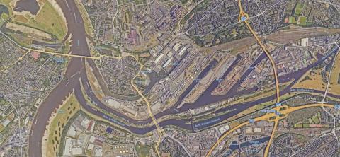 DU.zirkulär Duisburg-Ruhrort and Duisburg Harbour aerial view DU.zirkulär Duisburg-Ruhrort and Duisburg Harbour aerial view