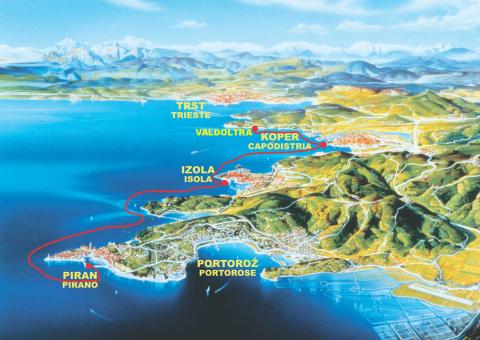 The image shows the boat route for bicycle transport