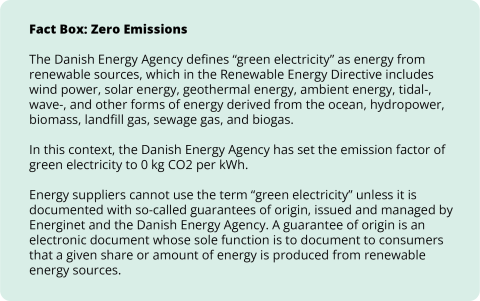 Fact box on Zero Emissions in Denmark Fact box on zero emissions and energy in Denmark