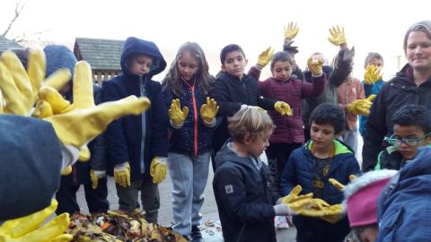 Pupils learning how to compost 2