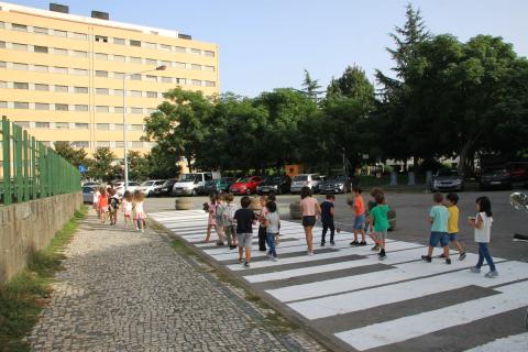 Children using the space reallocated to pedestrians