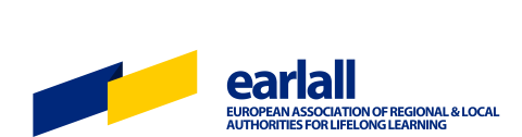 EARLALL Logo - blue and yellow rectangles with the title of earlall - European association of regional and local authorities for lifelong learning written next to these rectangles