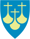 Three golden viking ships seen from the front on a light blue background.