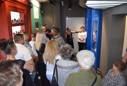 Visiting the museum People visiting an exhibition devoted to the history of the Nowy Dwór Mazowiecki court.
