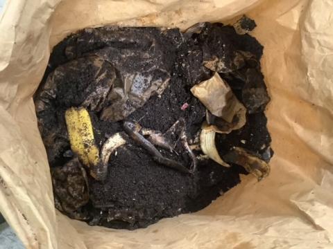 Inevitable food waste Banana peel and coffee grounds