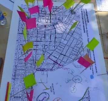 A map with post-it