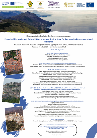 Ecological Networks and Cultural Itineraries as a driving force for Community Development and Resilience I see a mountain with a see and some boxes with texts and other photos