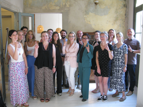 The REFOCUS project consortium at the Kick-off meeting in June 2024. People engaged in the REFOCUS project pose for a group photo at a meeting.