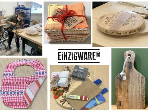 Products made from recycled material Various sales products, such as bibs, boards, coasters and pot holders.