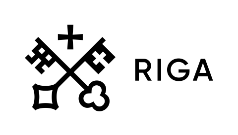 The symbol of Riga together with the name of the city