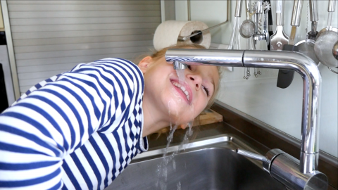 Drinking water from the tap