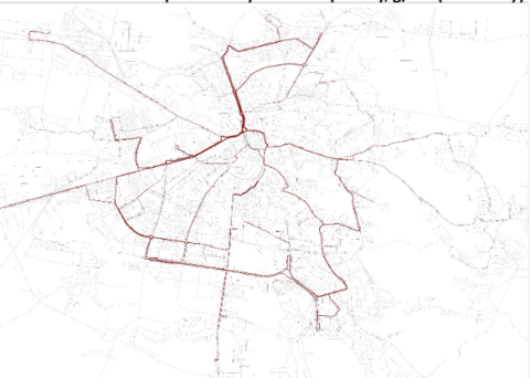 СО2 emission map in Lviv city out of PT per day, g/km (whole city)