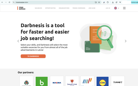 Cover of the webpage of the social enterprise "Visas Iespējas" (All Opportunities)