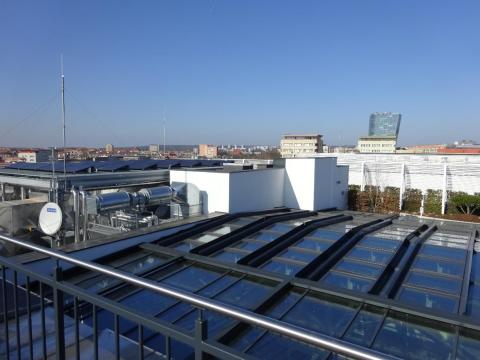 Photovoltaic panels on the roof of the passive building in Szczecin 